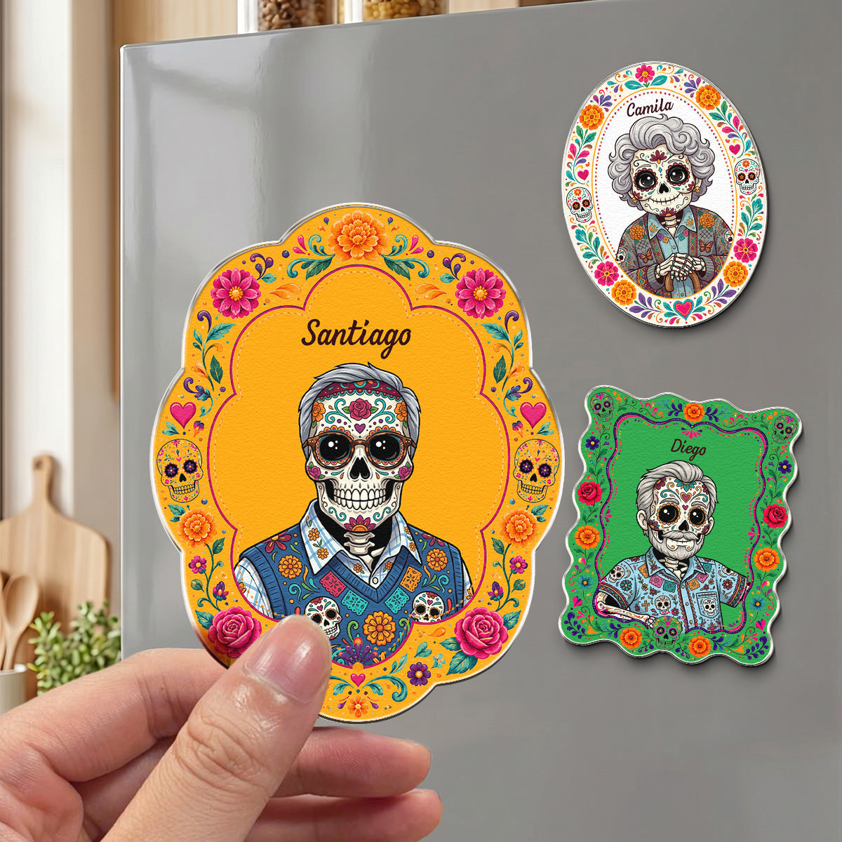 Custom Portrait Day Of The Dead Hispanic Mexican Memorial - Personalized Magnet
