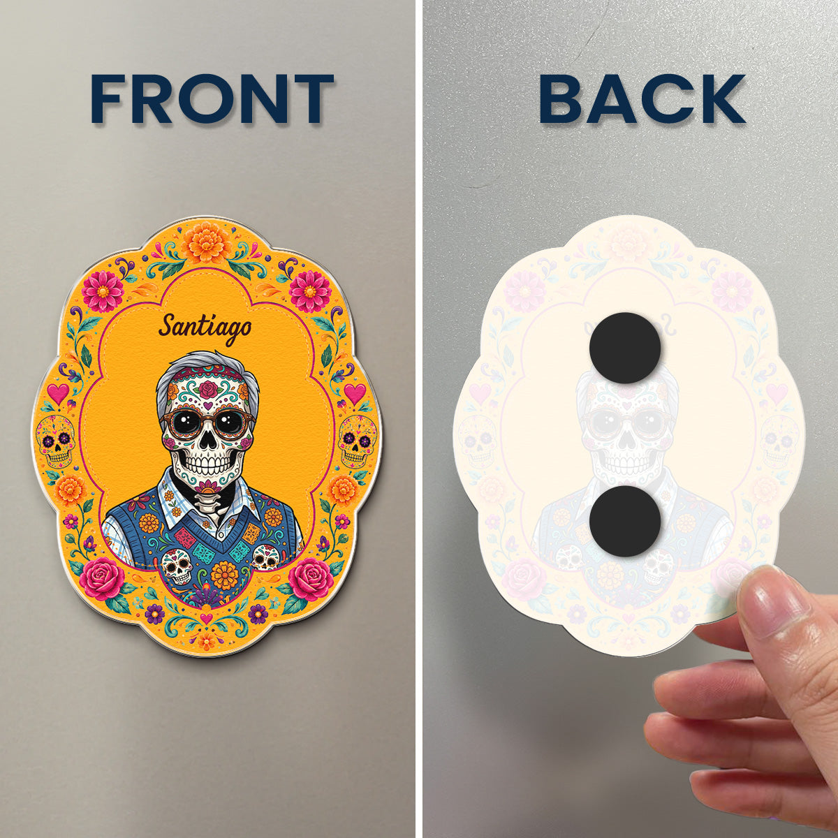 Custom Portrait Day Of The Dead Hispanic Mexican Memorial - Personalized Magnet