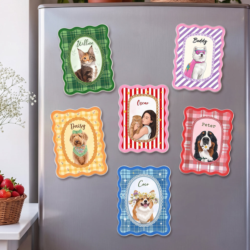 Custom Pretty Pet Portrait - Gifts For Dog Lovers, Cat Lovers - Personalized Magnet