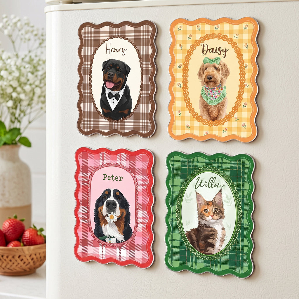 Custom Pretty Pet Portrait - Gifts For Dog Lovers, Cat Lovers - Personalized Magnet