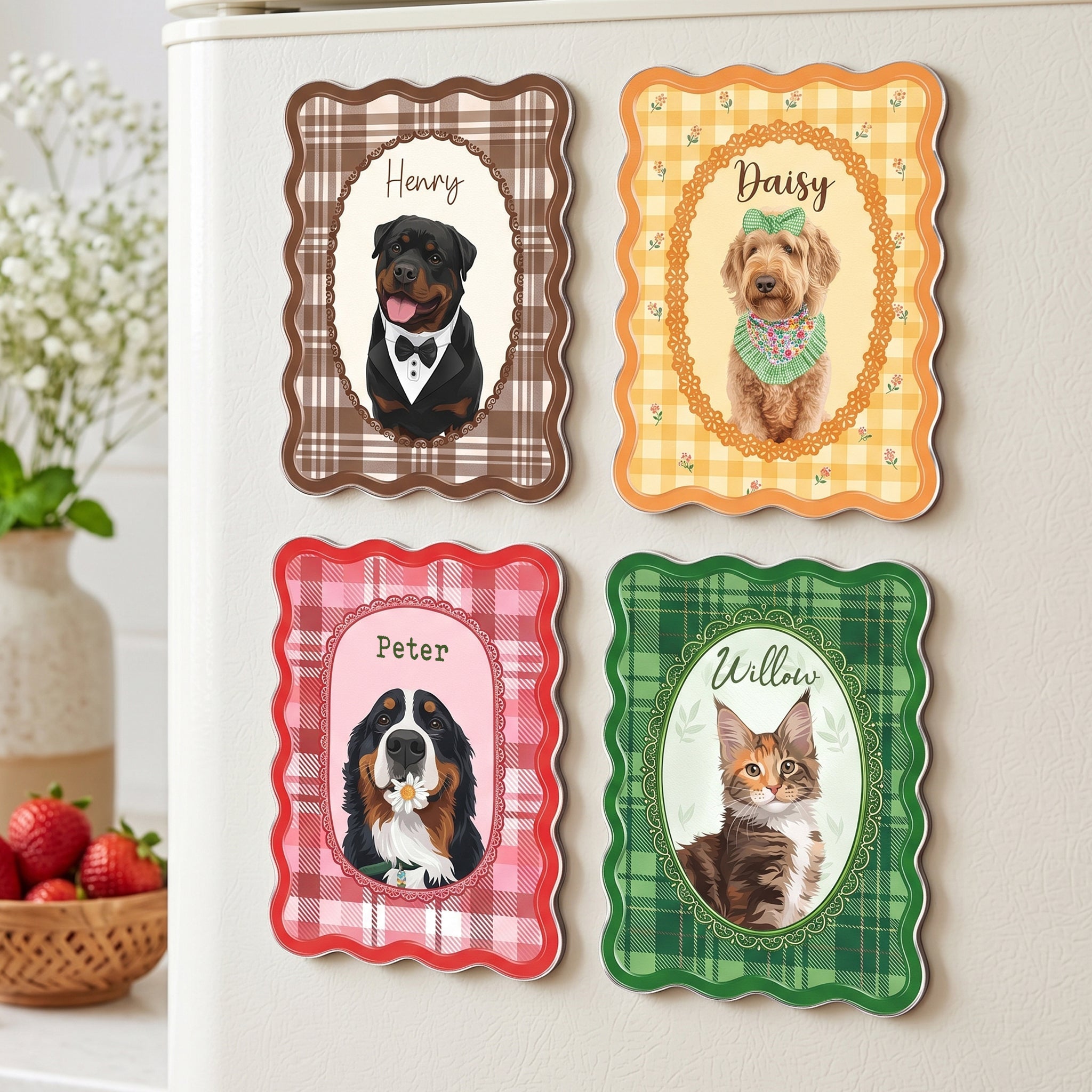 Custom Pretty Pet Portrait - Gifts For Dog Lovers, Cat Lovers - Personalized Magnet