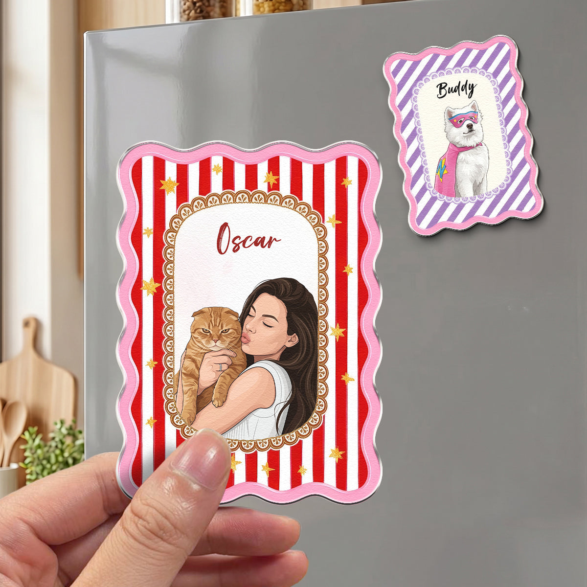 Custom Pretty Pet Portrait - Gifts For Dog Lovers, Cat Lovers - Personalized Magnet