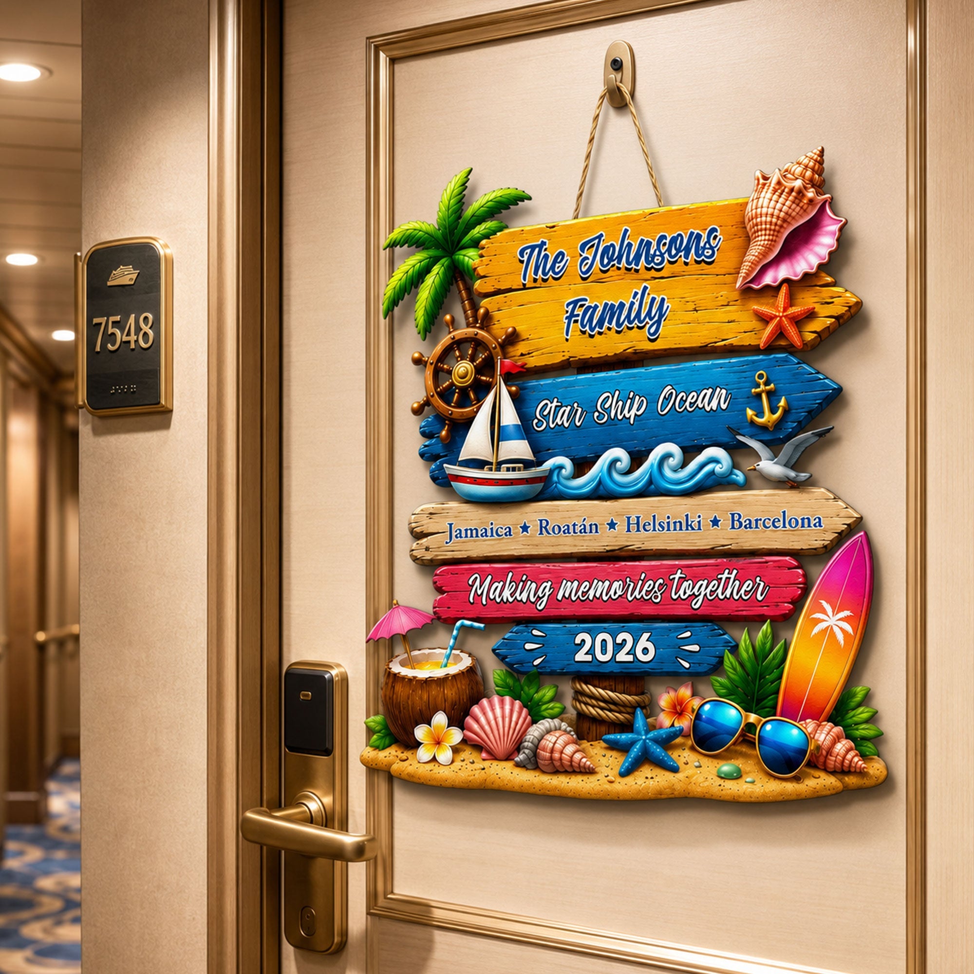 Custom Trip - Cruise Door Signs Stateroom Decor Cruising Family Vacation, Girls Trip - Personalized Wood Sign