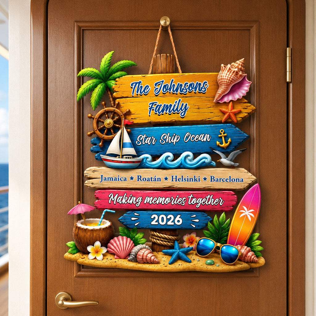 Custom Trip - Cruise Door Signs Stateroom Decor Cruising Family Vacation, Girls Trip - Personalized Wood Sign