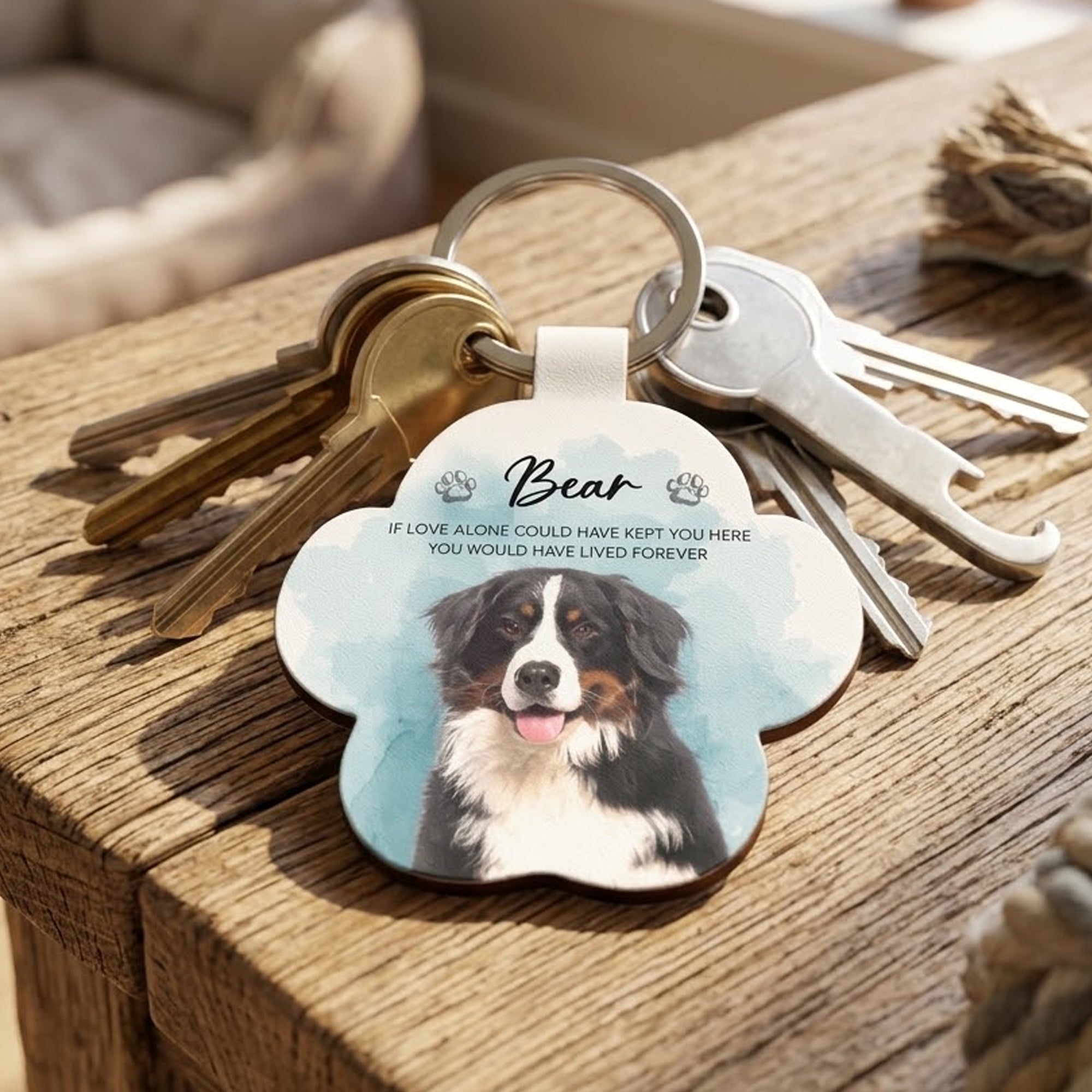 Custom Watercolor Pet Portrait Memorial Gift - Personalized Keychain