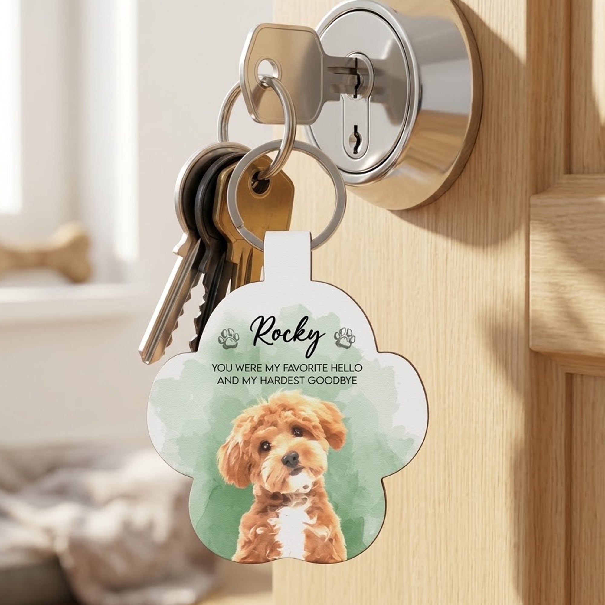 Custom Watercolor Pet Portrait Memorial Gift - Personalized Keychain