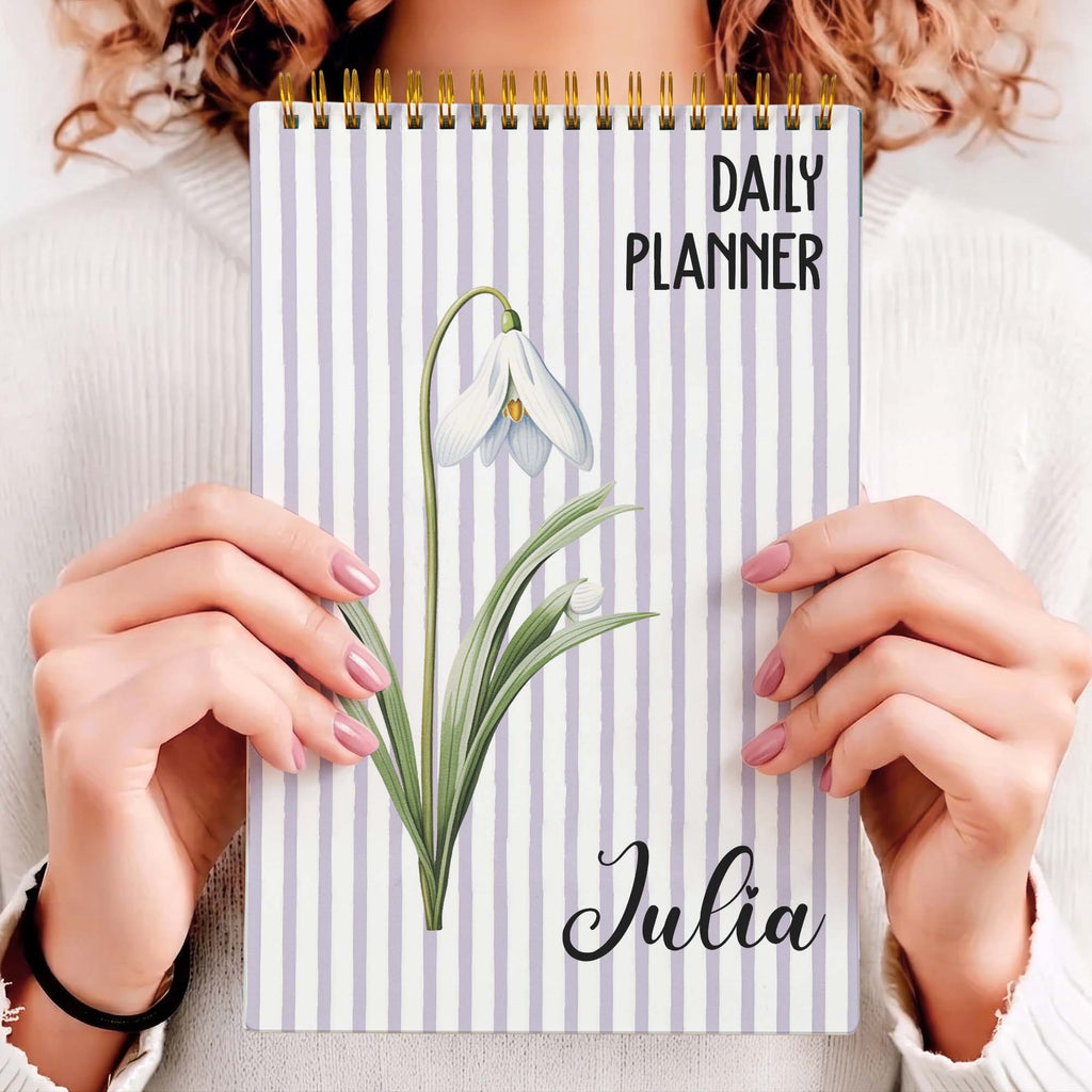 Daily Planner Custom Name, Birth Flower - Custom Planner