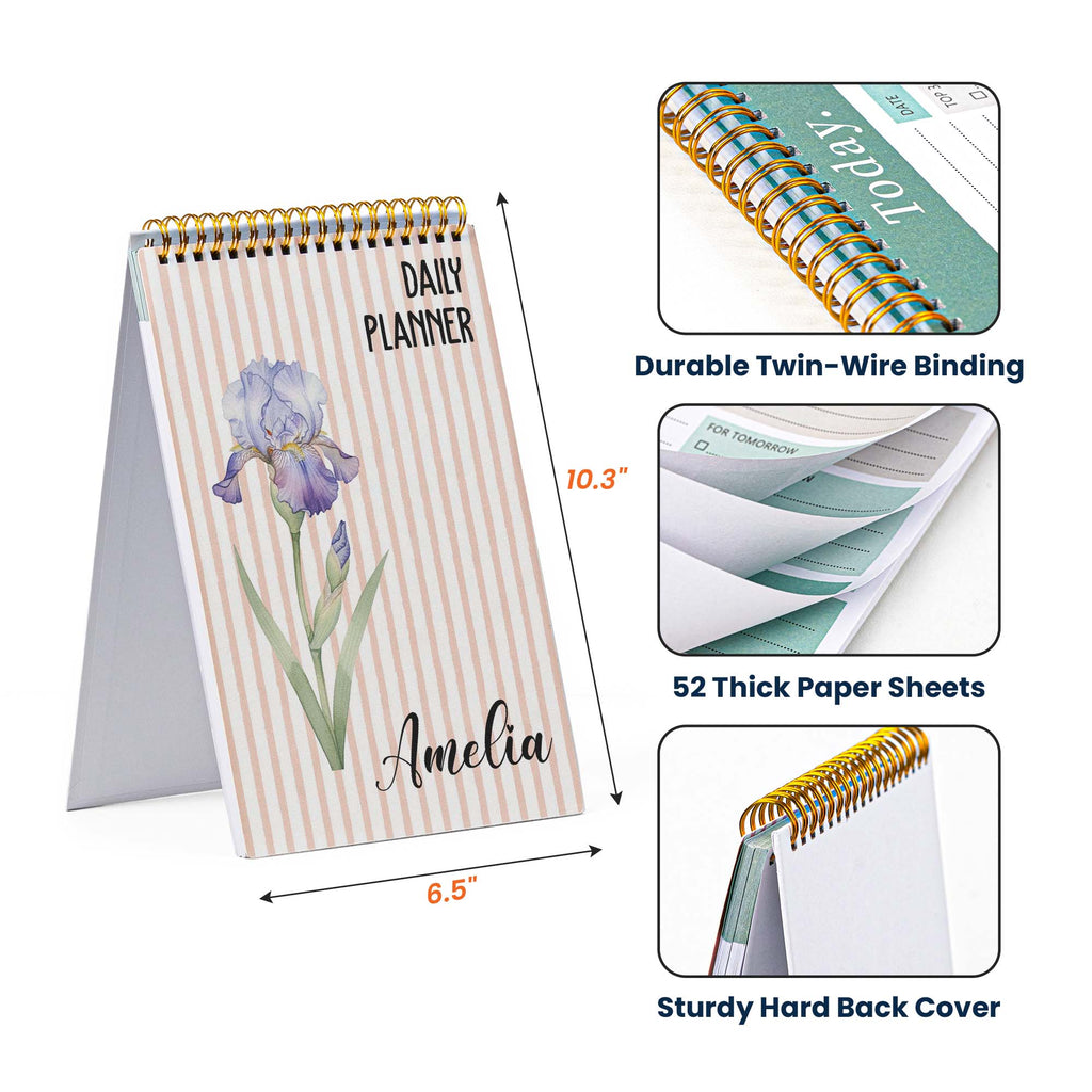 Daily Planner Custom Name, Birth Flower - Custom Planner