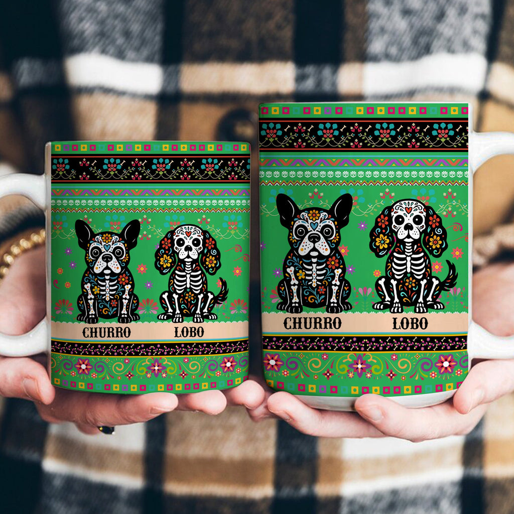 Day Of The Dead Dog Cat Pet Hispanic Mexican Flowers - Personalized Mug