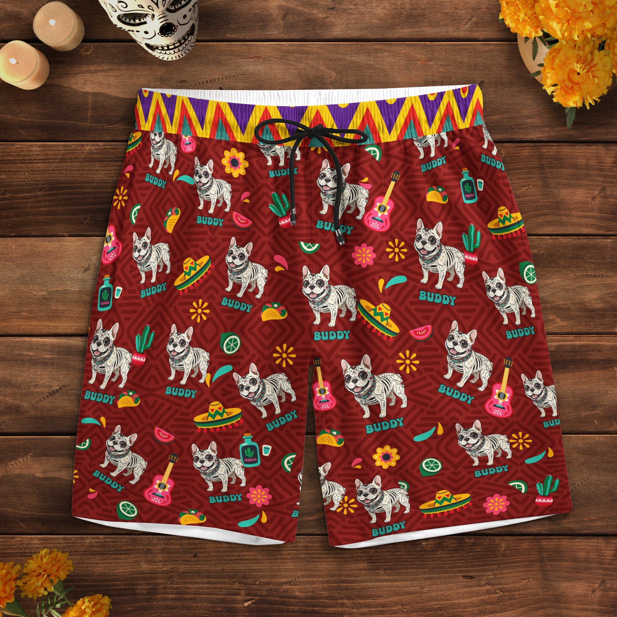 Dia De Los Muertos Custom Pet Photo Latinos Mexican Day Of The Dead - Personalized Shorts