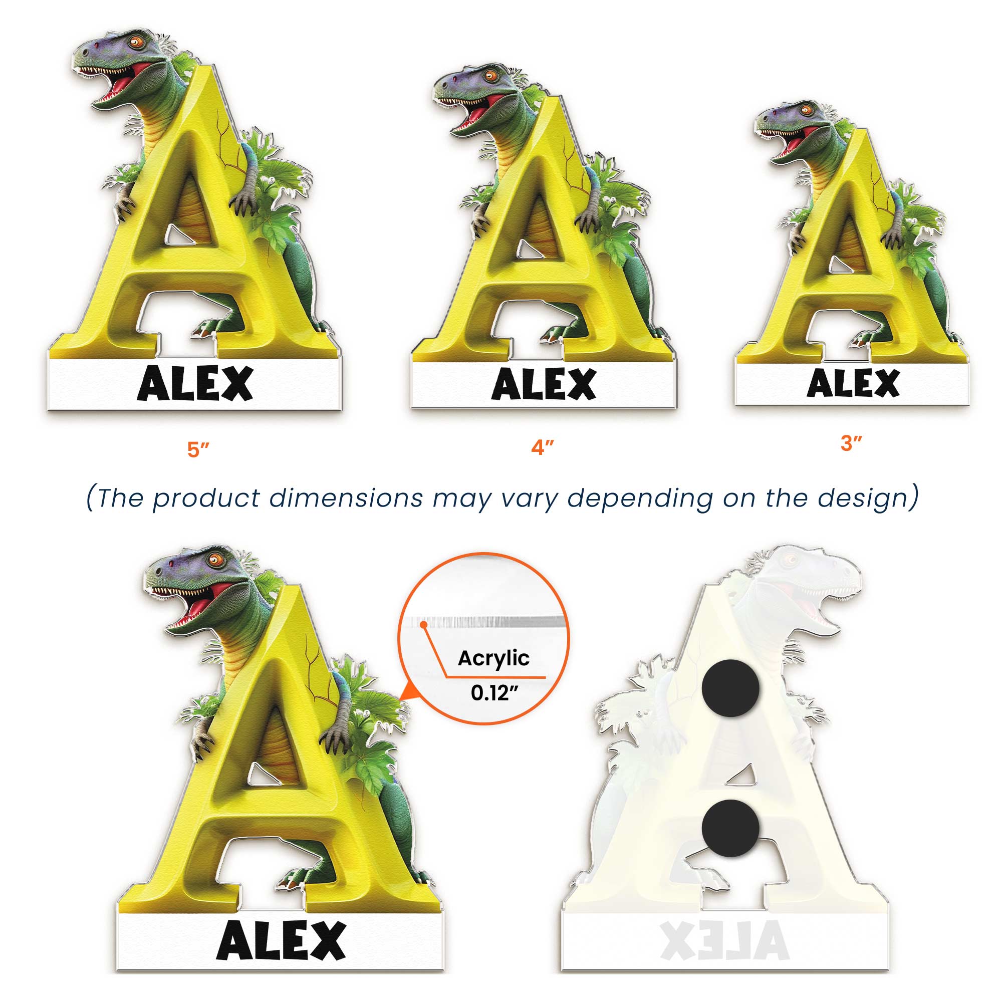 Dinosaur Alphabet - Personalized Magnet