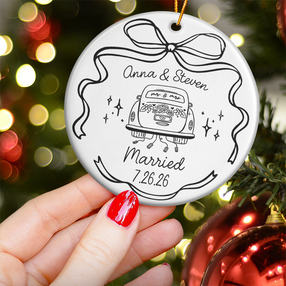 Engaged Ornament Custom Engagement Gifts For Couple First Christmas Engaged - Personalized Ornament