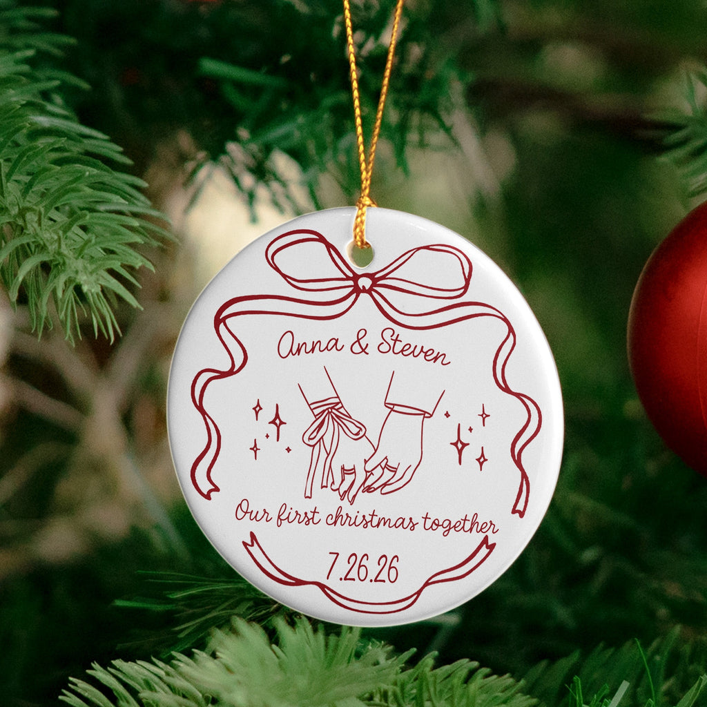 Engaged Ornament Custom Engagement Gifts For Couple First Christmas Engaged - Personalized Ornament