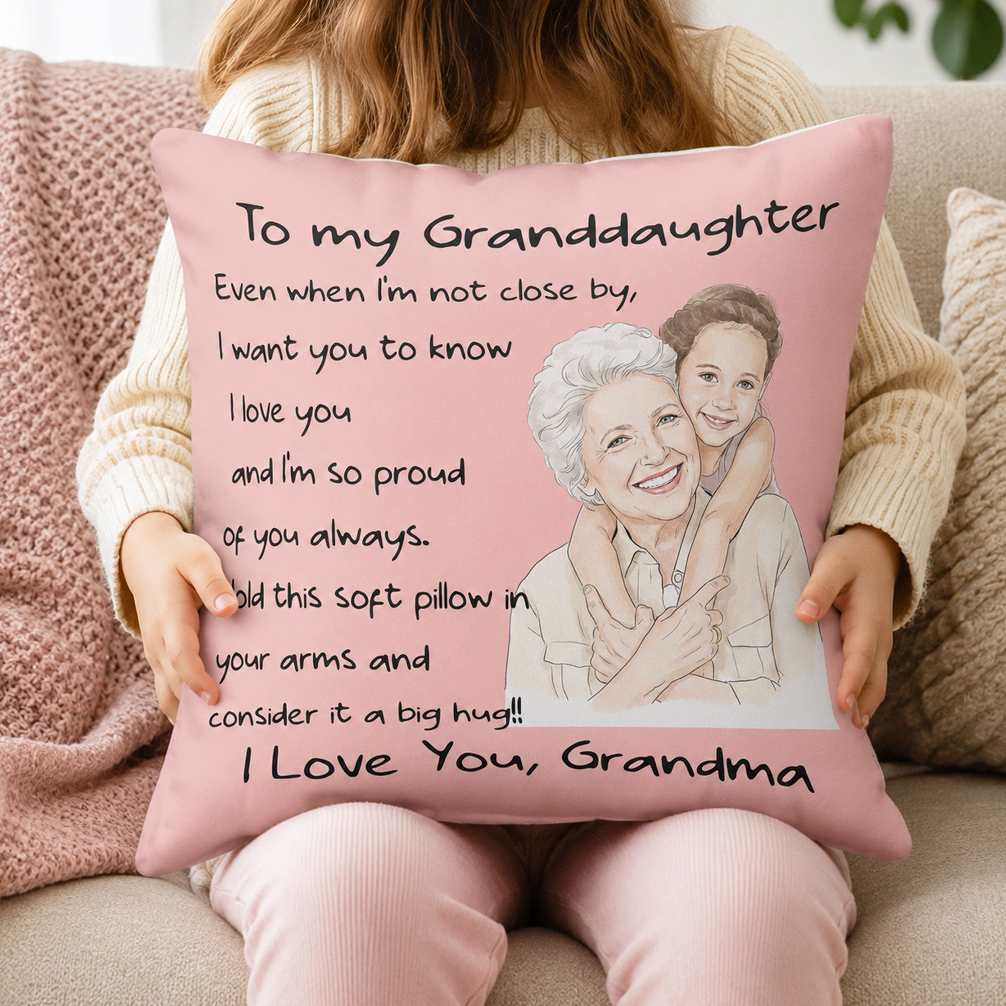 Even When I'm Not Close Gift For Grandkids Watercolor Photo - Personalized Pillow