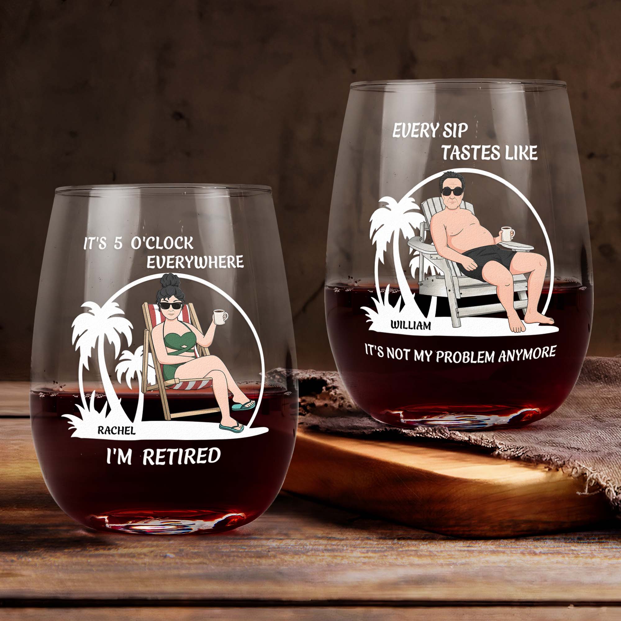 Every Sip Tastes Like It's Not My Problem Anymore Funny Gift - Personalized Wine Glass