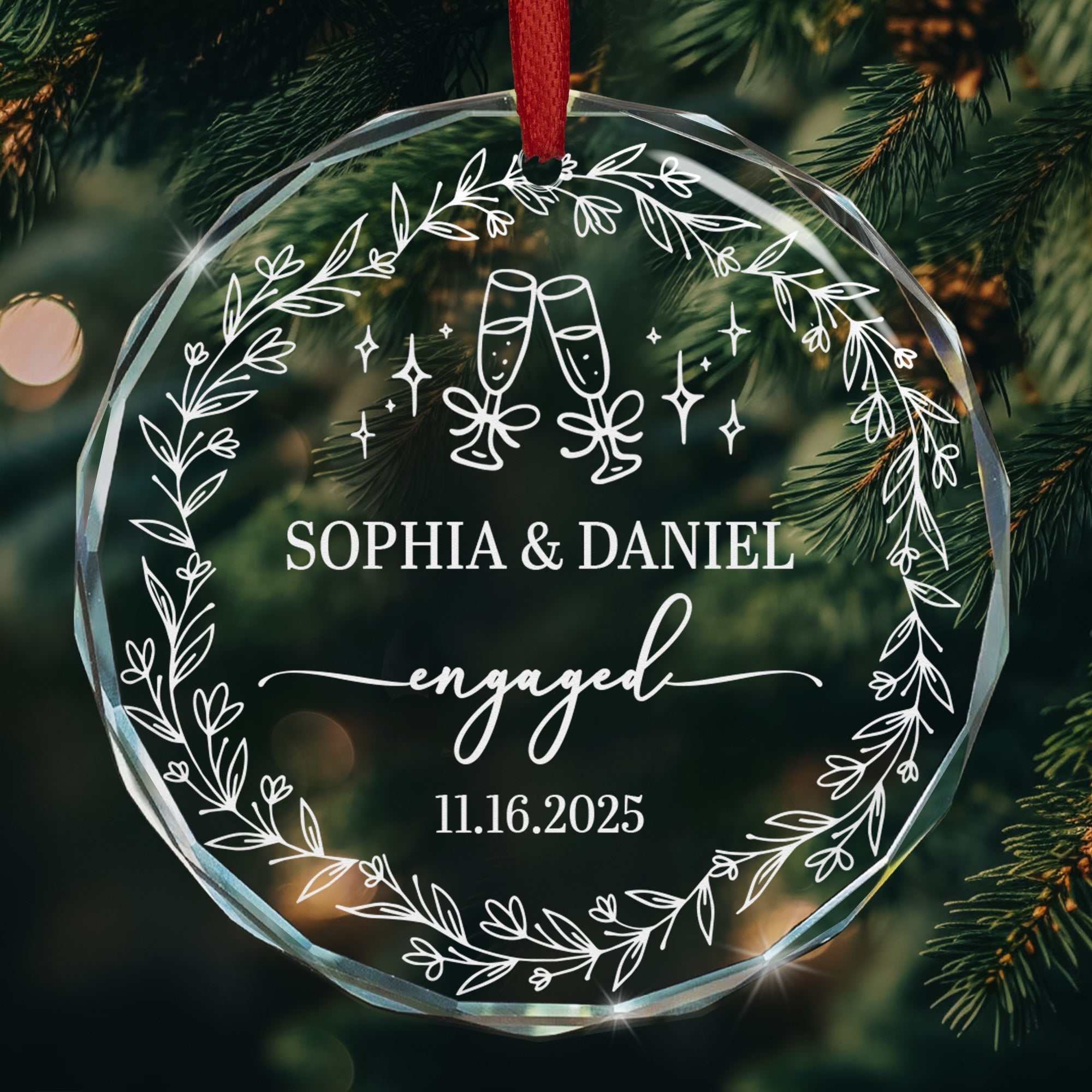 First Christmas Engaged Ornaments Engagement Wedding Gifts For Couple - Personalized Ornament