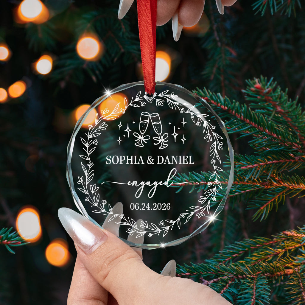 First Christmas Engaged Ornaments Engagement Wedding Gifts For Couple - Personalized Ornament