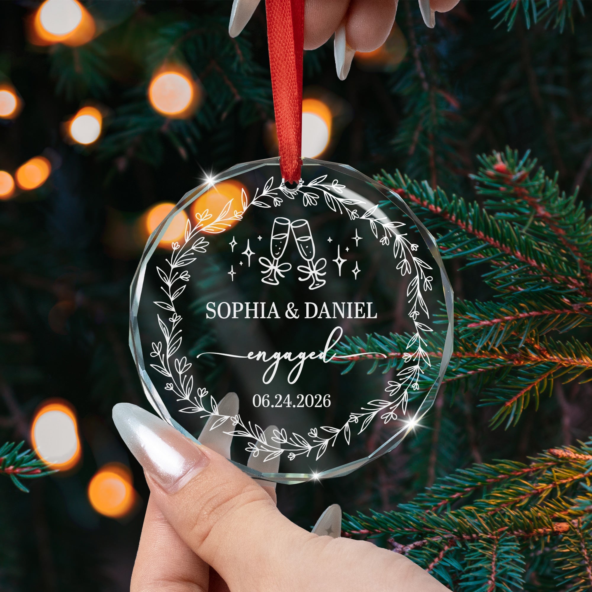 First Christmas Engaged Ornaments Engagement Wedding Gifts For Couple - Personalized Ornament