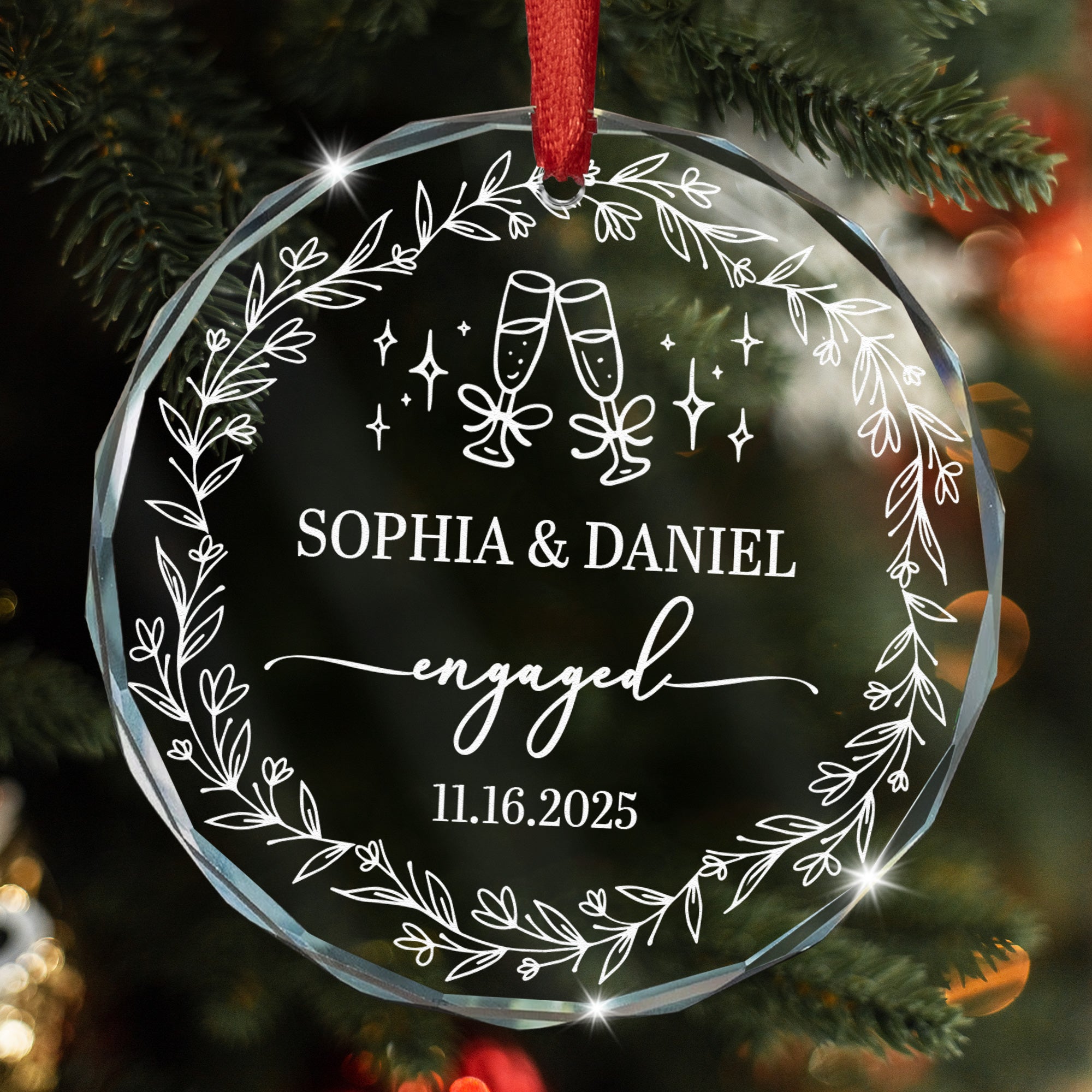 First Christmas Engaged Ornaments Engagement Wedding Gifts For Couple - Personalized Ornament