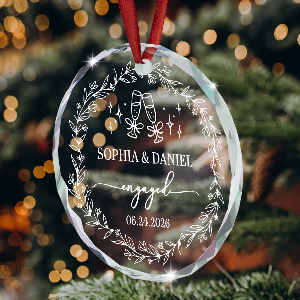 First Christmas Engaged Ornaments Engagement Wedding Gifts For Couple - Personalized Ornament