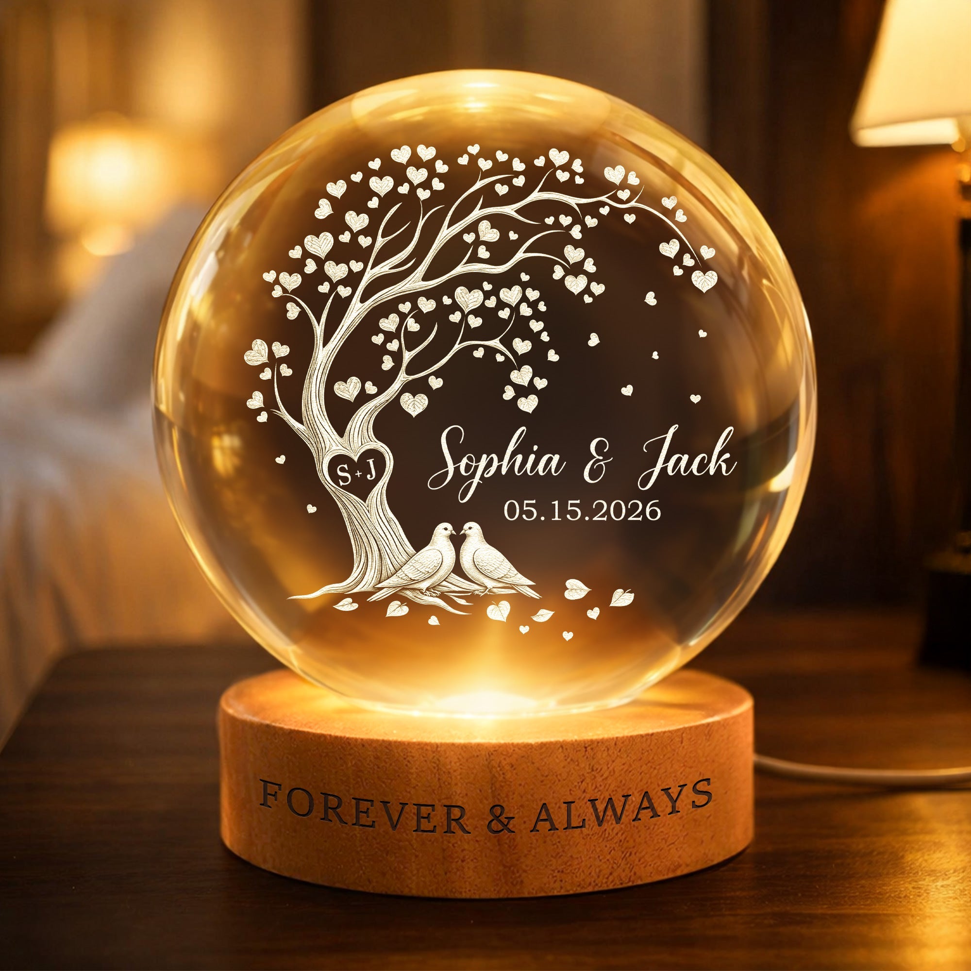 Forever & Always Couple Anniversary Gifts For Her, Him New Version - Personalized Night Light
