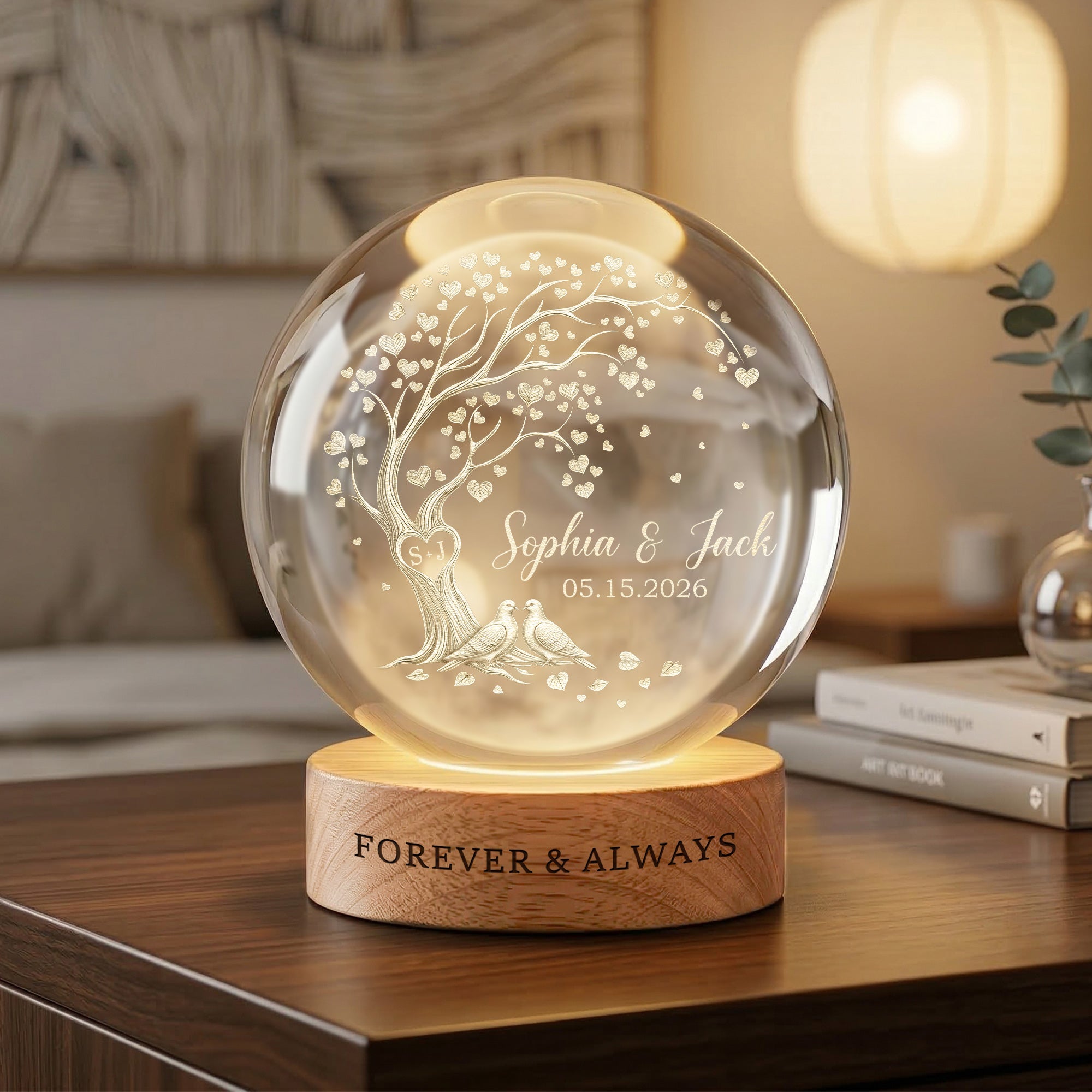 Forever & Always Couple Anniversary Gifts For Her, Him New Version - Personalized Night Light