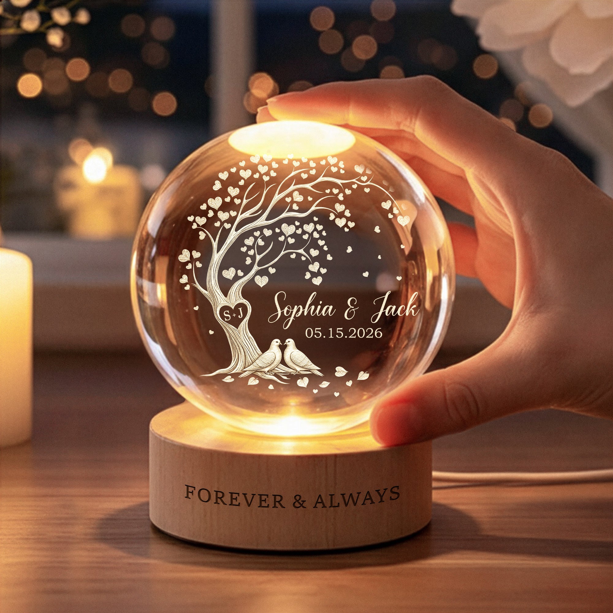 Forever & Always Couple Anniversary Gifts For Her, Him New Version - Personalized Night Light