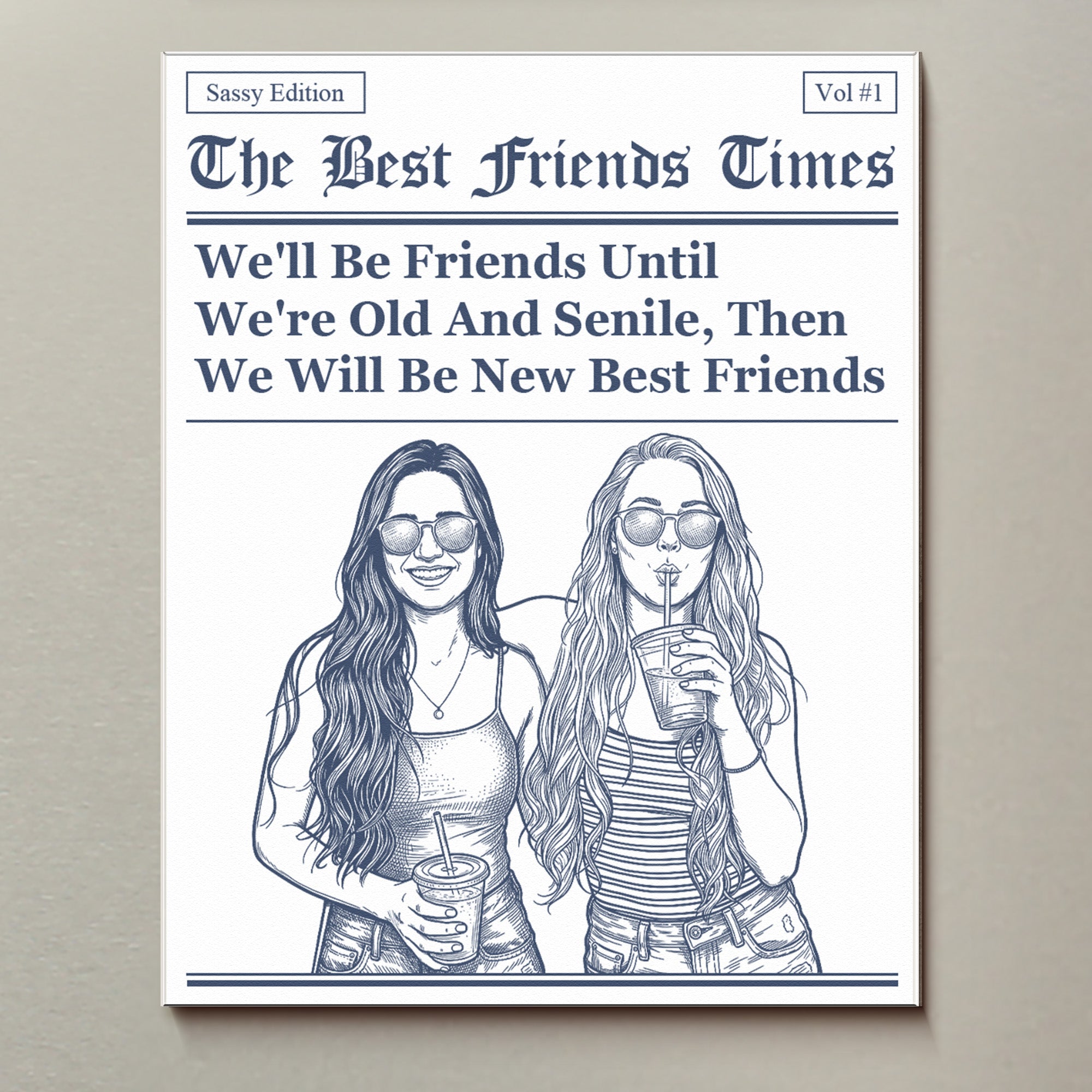 Friendship Gifts Custom Photo Sketch Line Art - Personalized Magnet