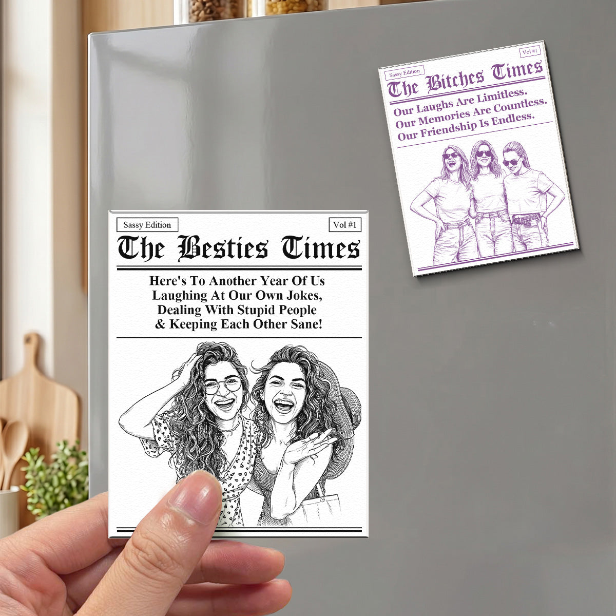 Friendship Gifts Custom Photo Sketch Line Art - Personalized Magnet