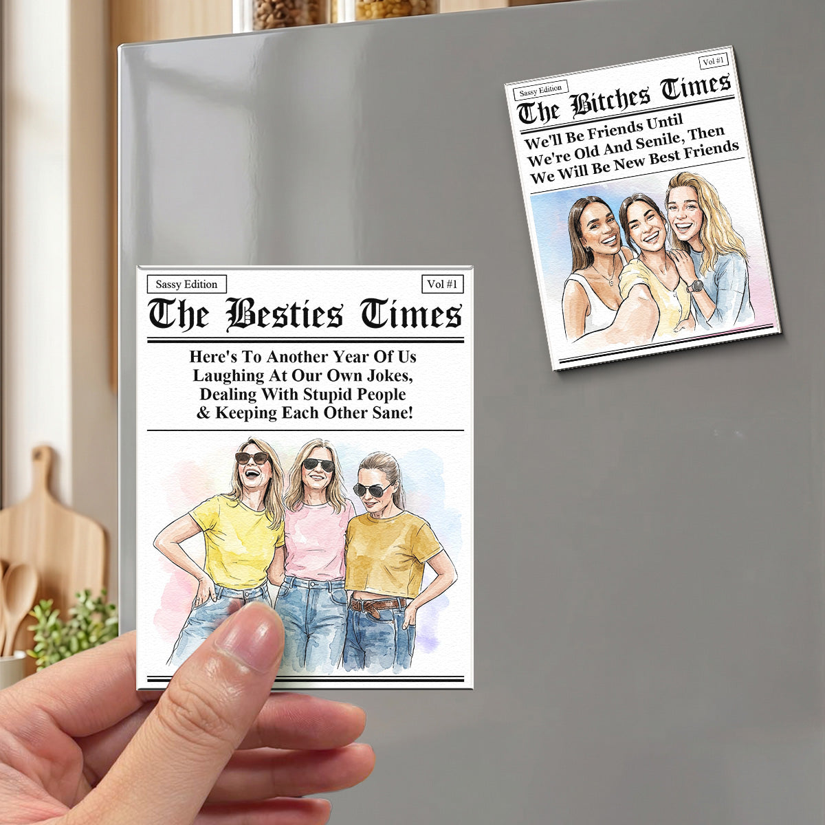 Friendship Gifts Custom Photo Watercolor Art - Personalized Magnet