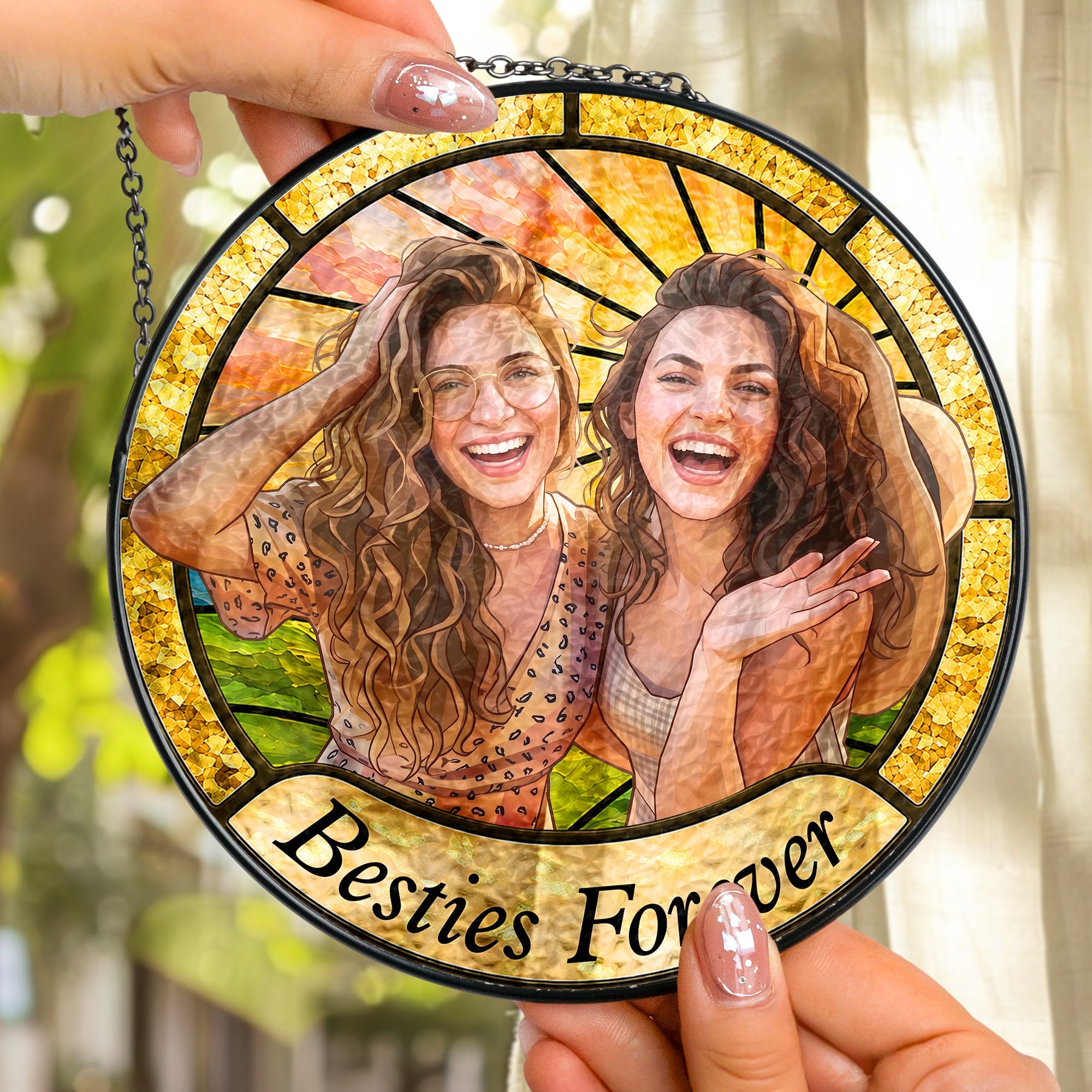 Friendship Gifts Photo Stained Glass - Personalized Window Hanging Suncatcher