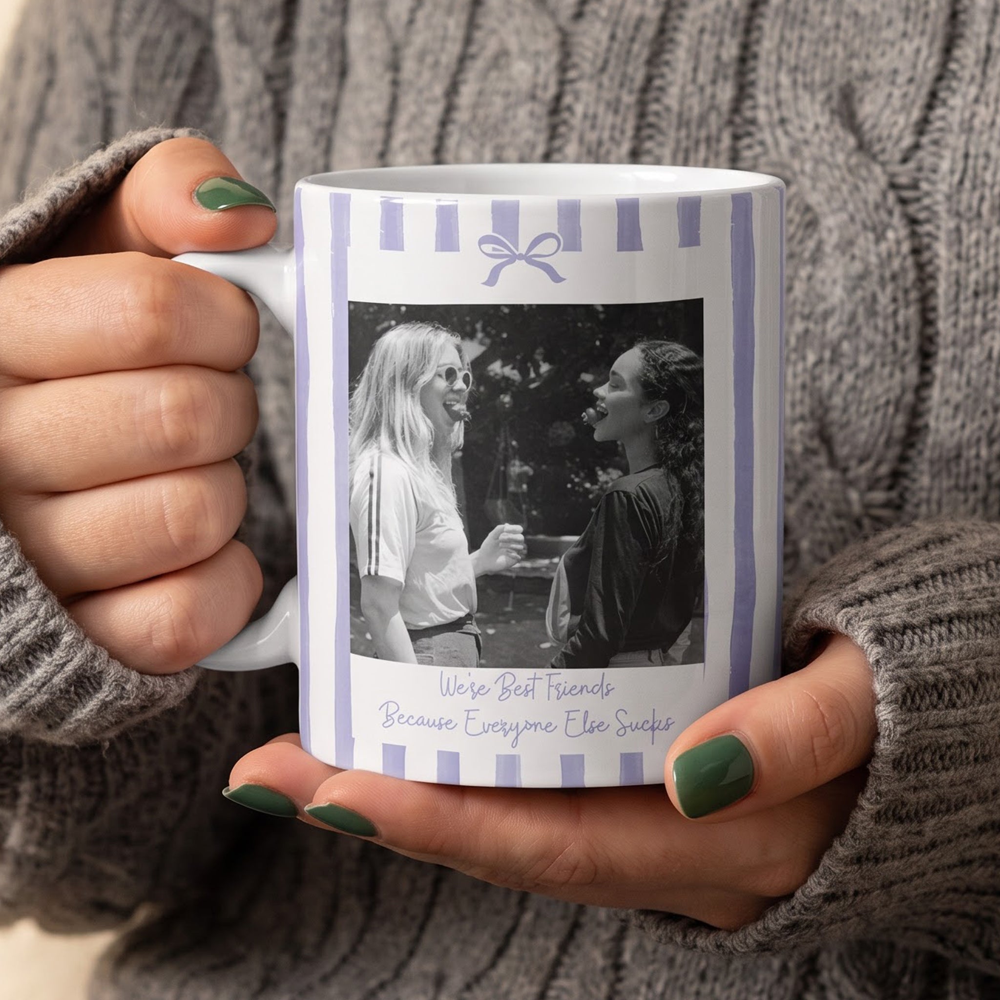Friendship Photo Cup, Gifts For Her Stripes Style - Personalized Mug