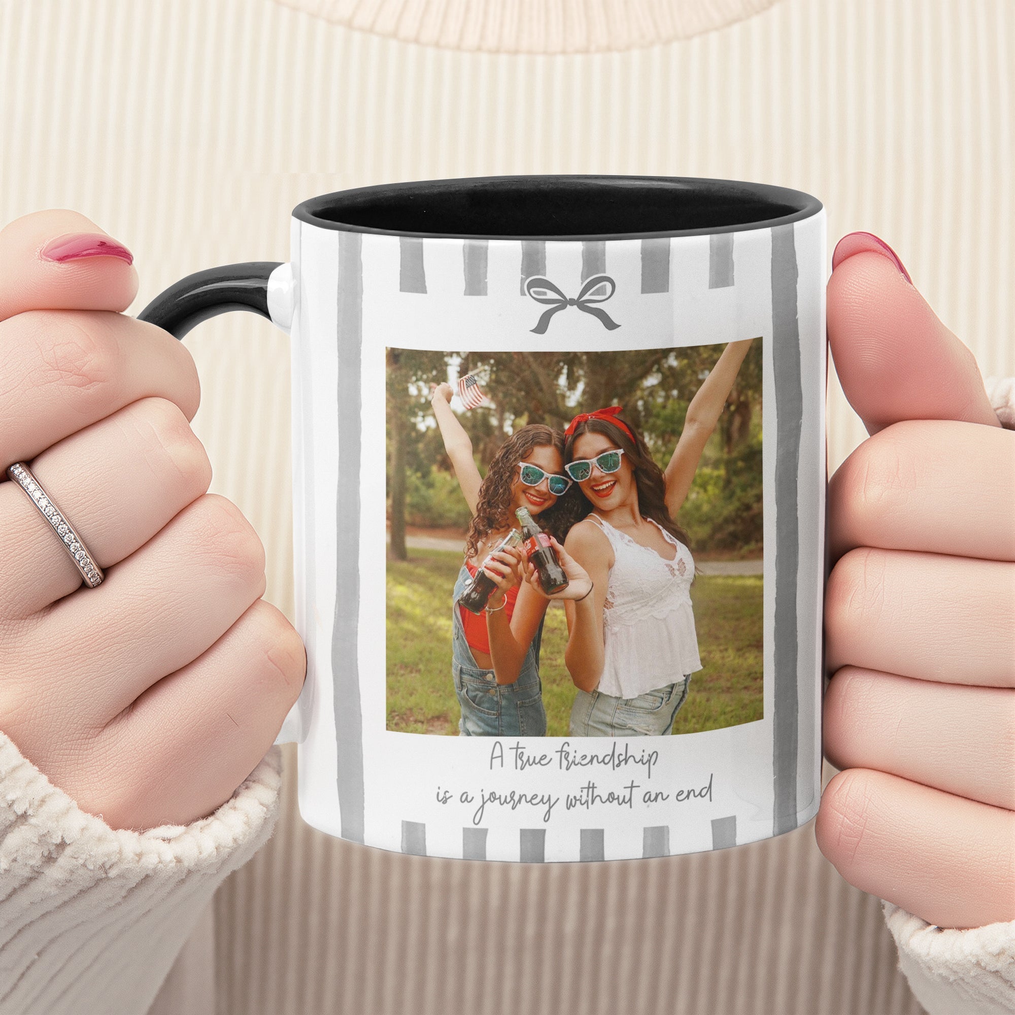 Friendship Photo Cup, Gifts For Her Stripes Style - Personalized Mug