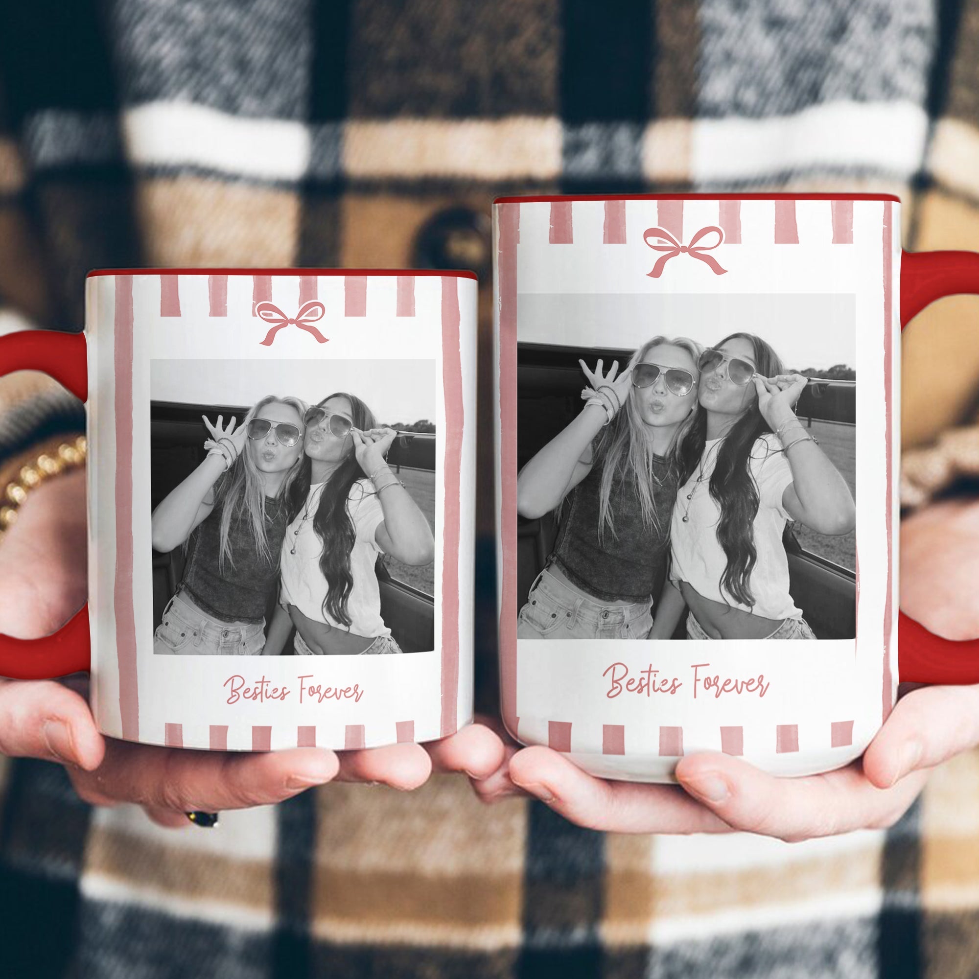 Friendship Photo Cup, Gifts For Her Stripes Style - Personalized Mug
