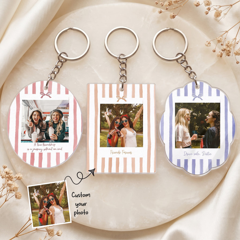 Friendship Thank You Gifts - Retro Frame - Upload Photos - Personalized Keychain