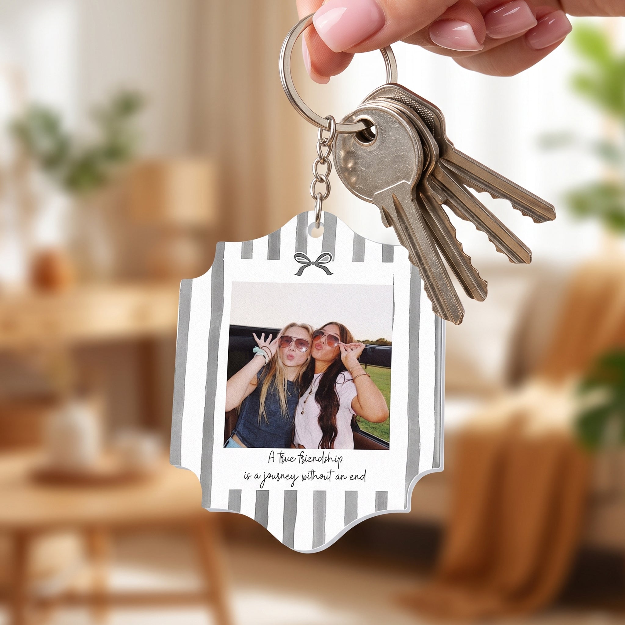 Friendship Thank You Gifts - Retro Frame - Upload Photos - Personalized Keychain