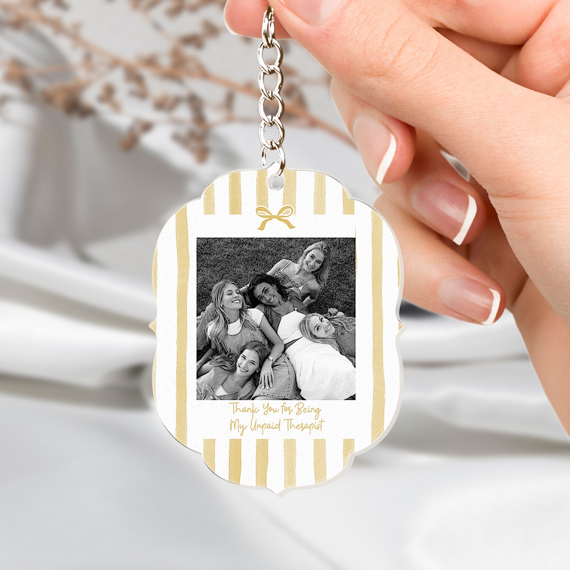 Friendship Thank You Gifts - Retro Frame - Upload Photos - Personalized Keychain