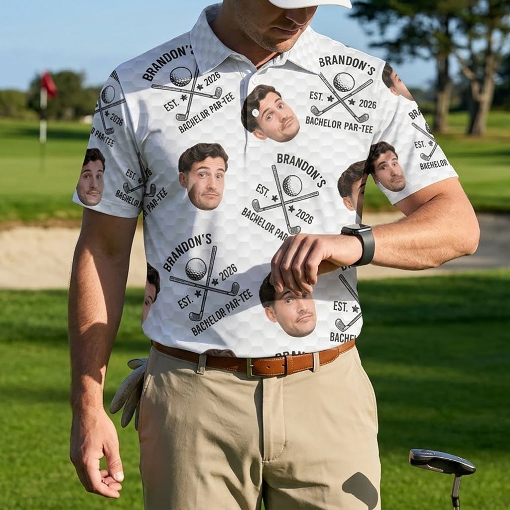 Funny Golf Bachelor Party Gifts - Matching Golf Tee For Groom, Groomsmen - Personalized Polo Shirt