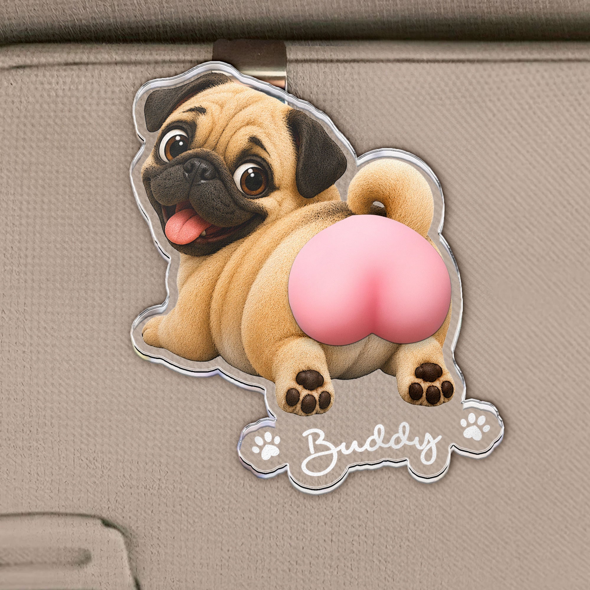 Funny Squishy Big Butt Gift For Dog Lover - Personalized Car Visor Clip