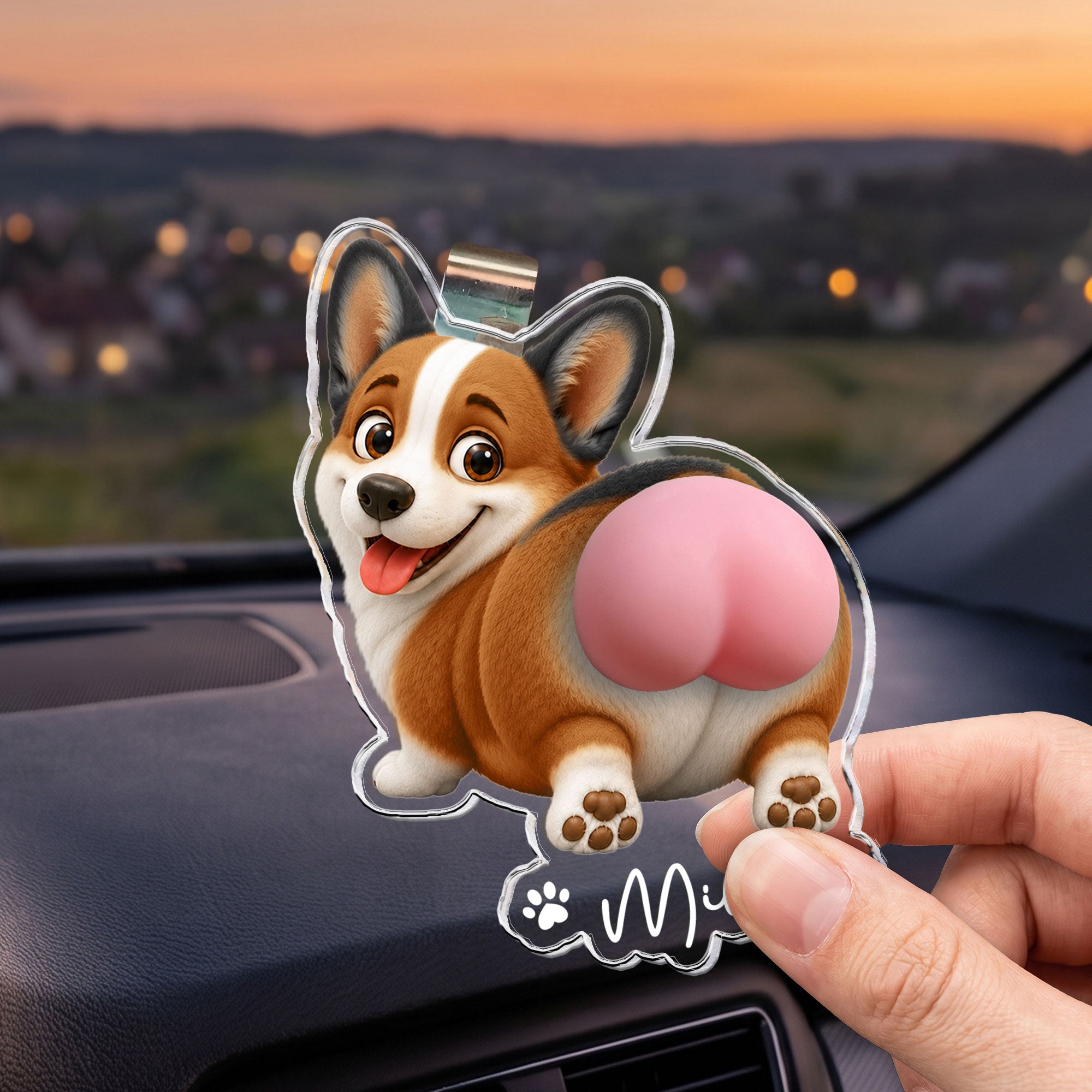 Funny Squishy Big Butt Gift For Dog Lover - Personalized Car Visor Clip