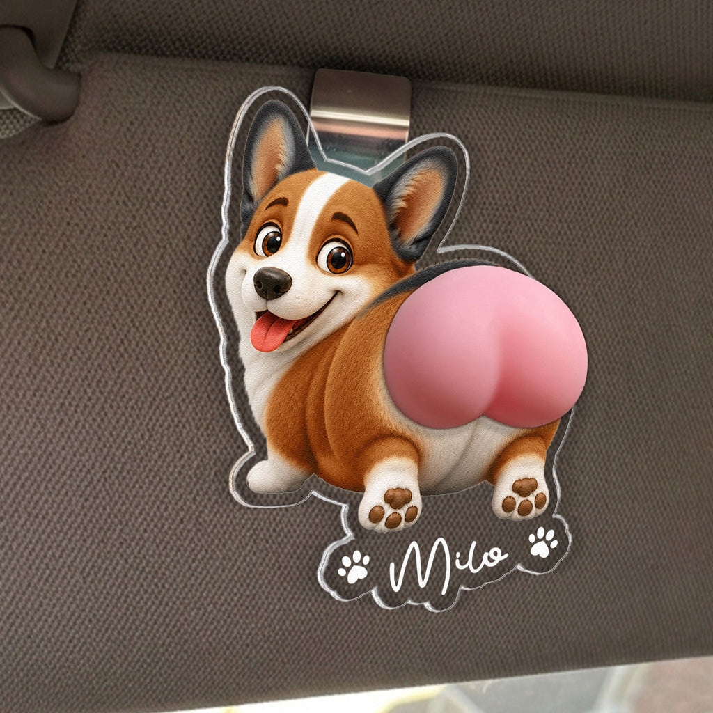 Funny Squishy Big Butt Gift For Dog Lover - Personalized Car Visor Clip