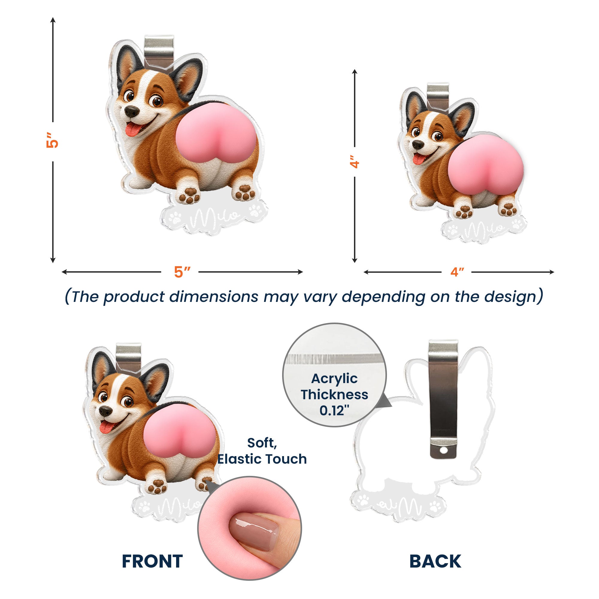 Funny Squishy Big Butt Gift For Dog Lover - Personalized Car Visor Clip