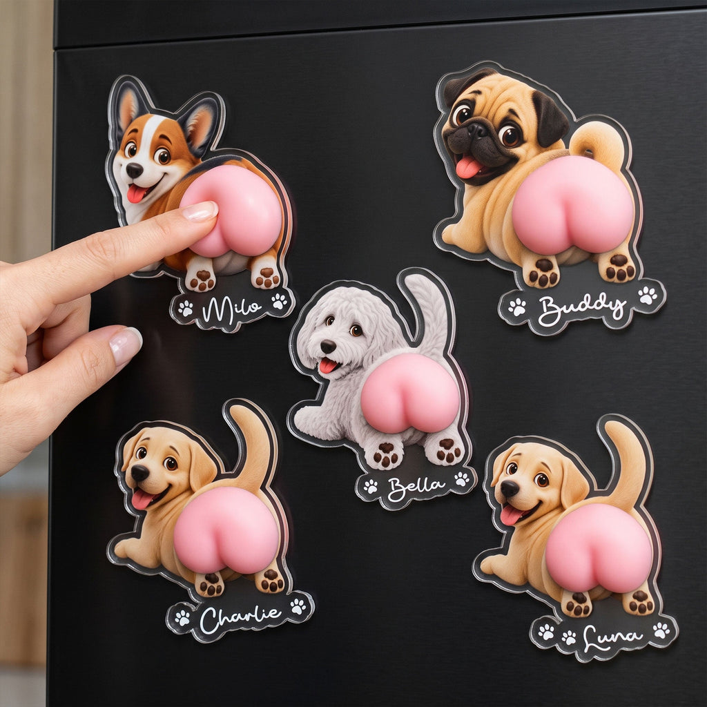 Funny Squishy Big Butt Gift For Dog Lover - Personalized Fridge Magnet
