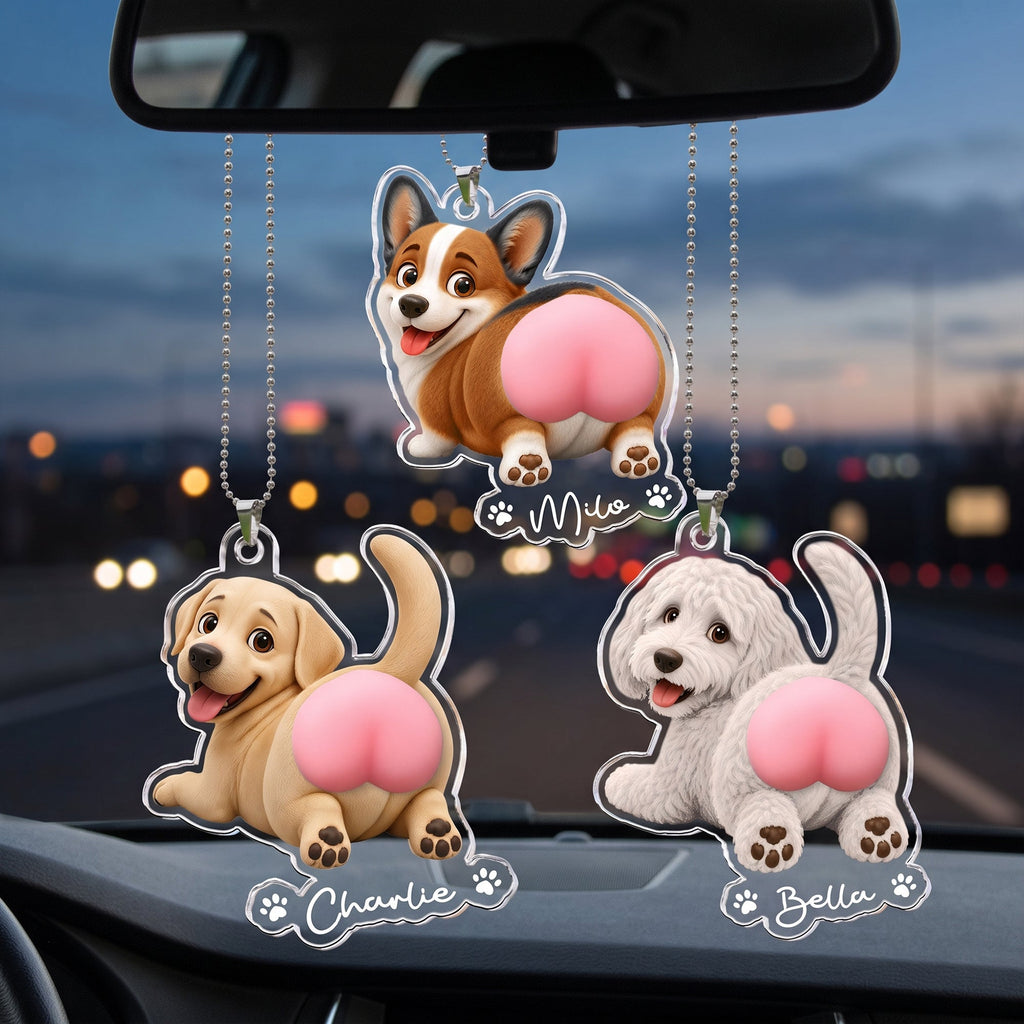 Funny Squishy Big Butt Gift For Dog Lover - Personalized Rear View Mirror Accessory