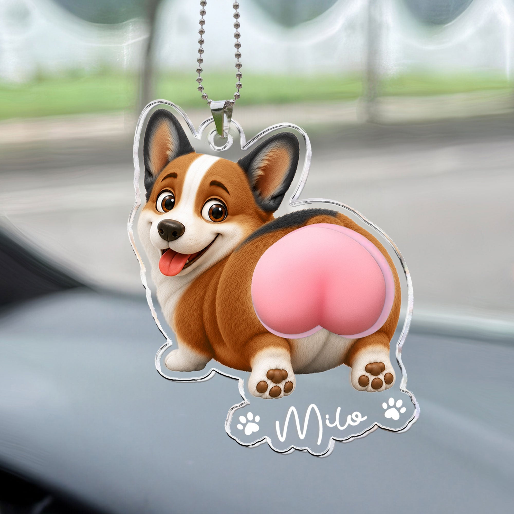 Funny Squishy Big Butt Gift For Dog Lover - Personalized Rear View Mirror Accessory