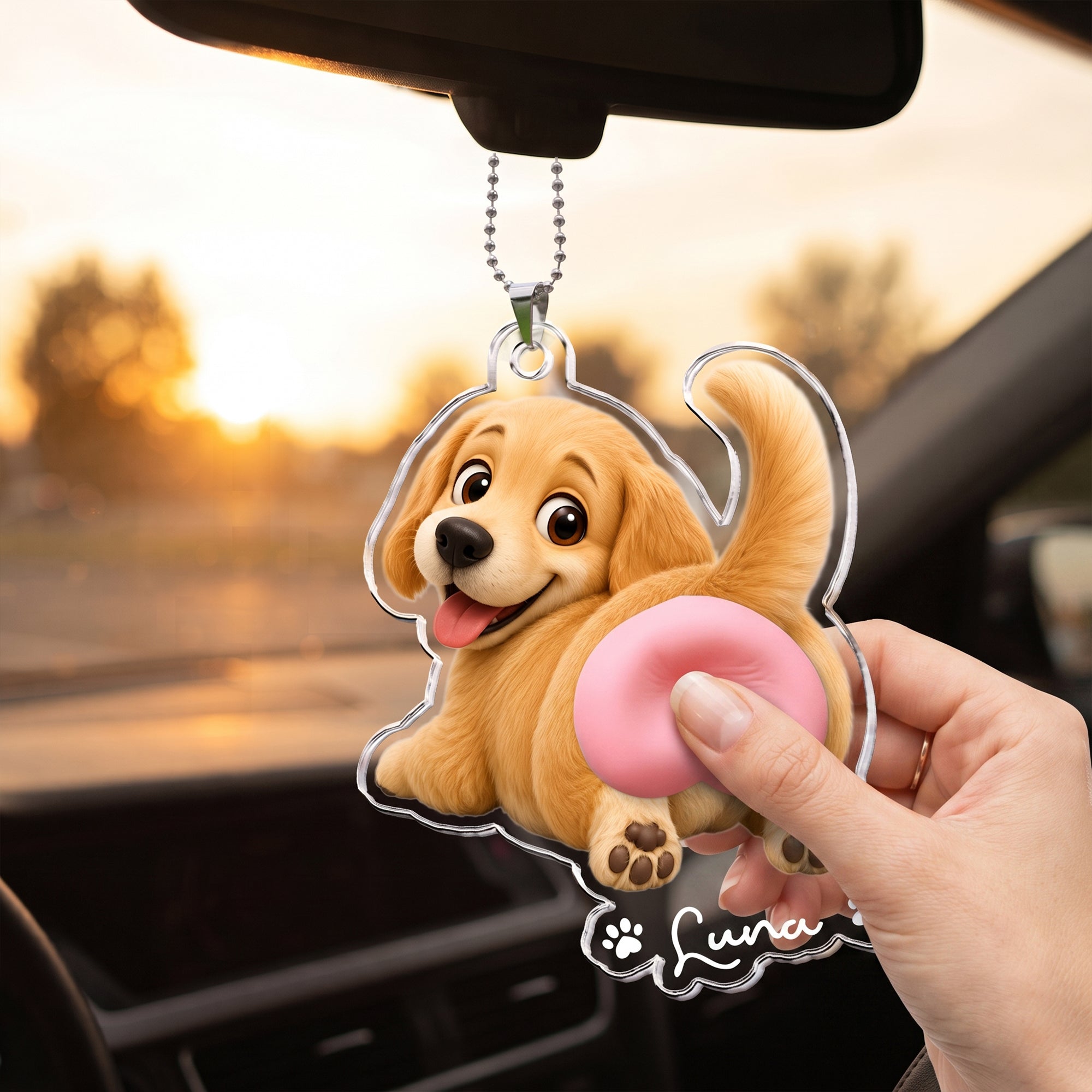 Funny Squishy Big Butt Gift For Dog Lover - Personalized Rear View Mirror Accessory