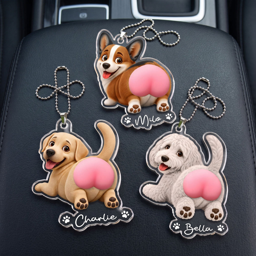Funny Squishy Big Butt Gift For Dog Lover - Personalized Rear View Mirror Accessory