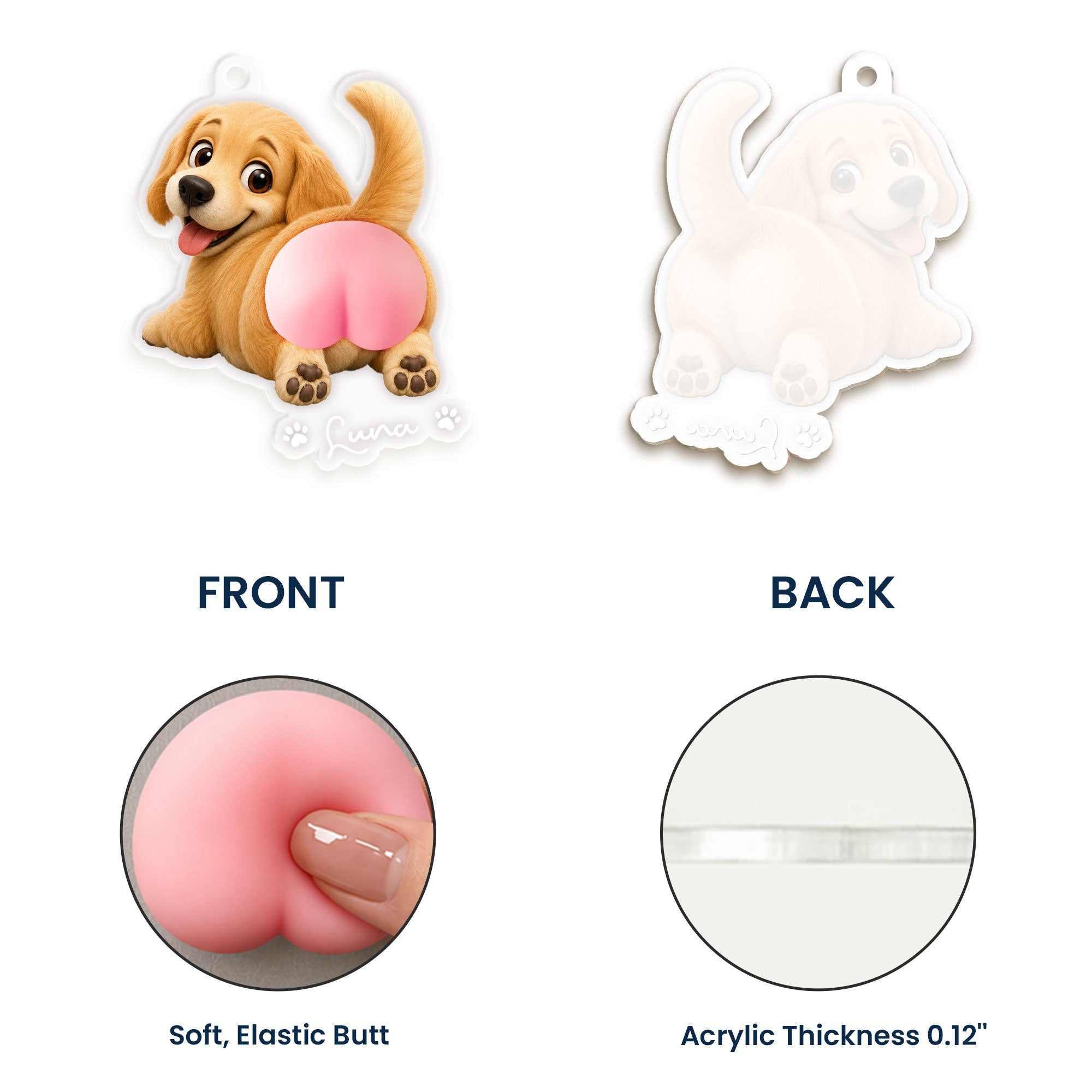 Funny Squishy Big Butt Gift For Dog Lover - Personalized Rear View Mirror Accessory