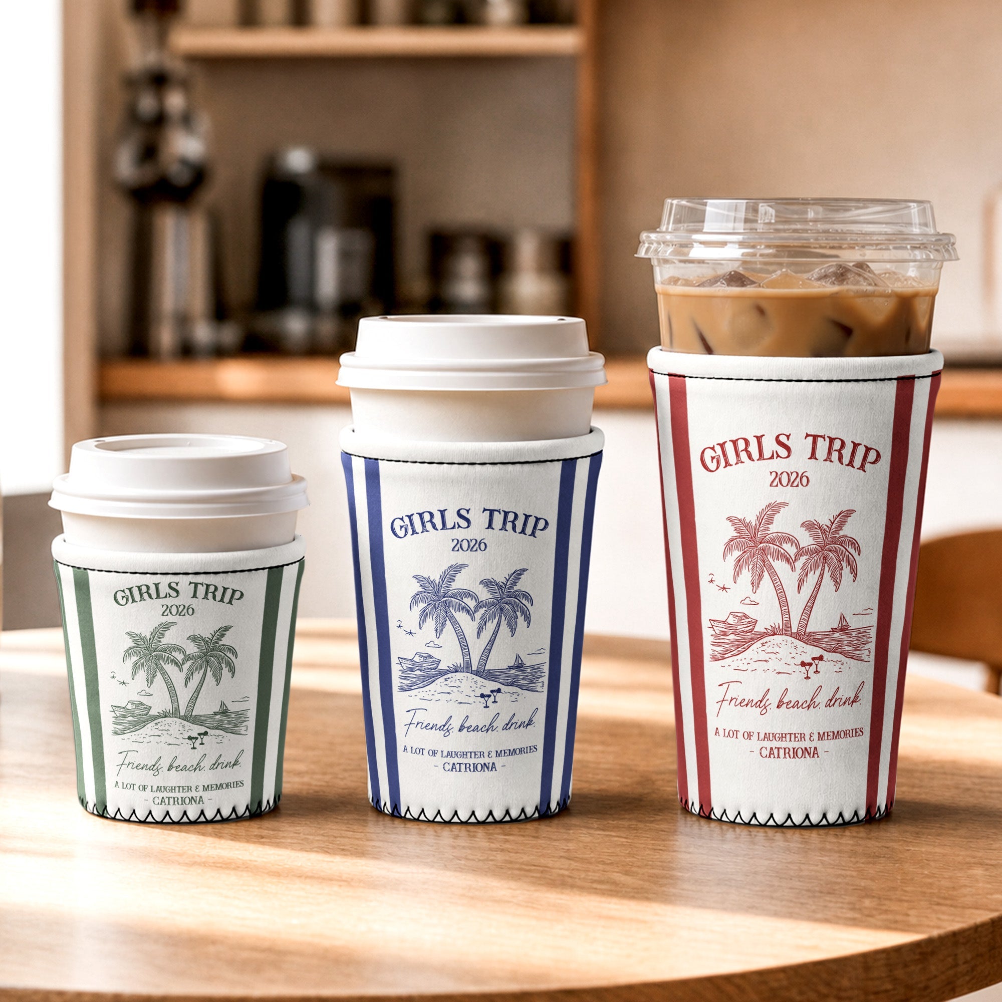 Girls Trip Summer Time - Personalized Iced Coffee Sleeve