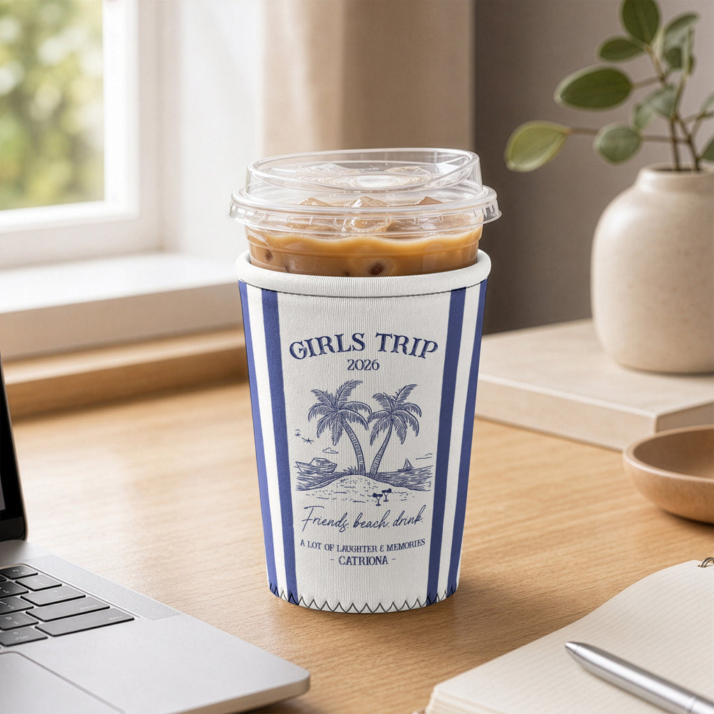 Girls Trip Summer Time - Personalized Iced Coffee Sleeve